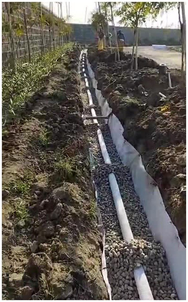 Dispersion trench drainage system installation at Suryam